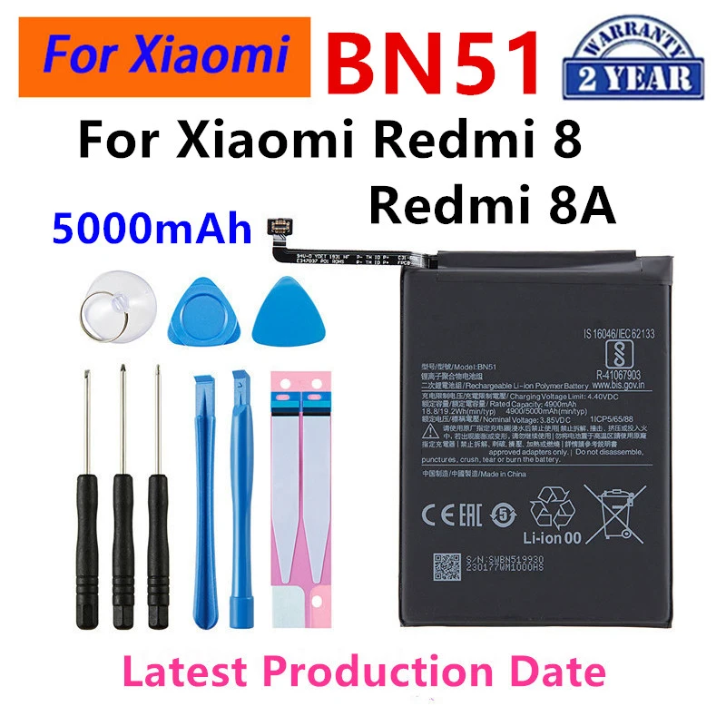 

Brand New BN51 5000mAh Battery For Xiaomi Redmi 8 Redmi 8A Redmi8 High Quality Phone Replacement Batteries +Tools