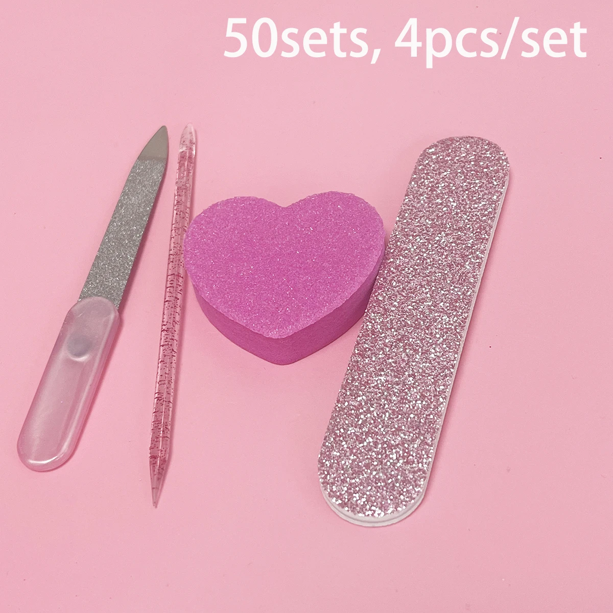 50Sets Nail Polishing Files Set, Sanding Strip Rubbing Strip, Cuticle Pusher, Polishing Strip Nail Files, Manicure Pedicure Tool