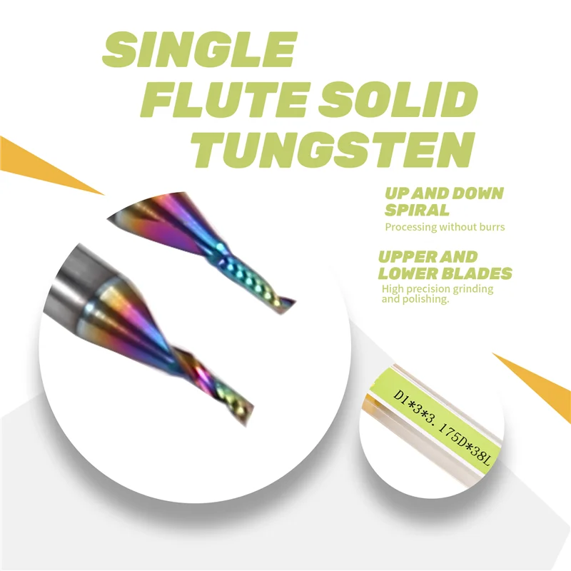 

THIVN-2PCS D1x3x3.175Dx38l Single Flute Solid Tungsten Carbide Alloy End Mill Coating Milling Cutter Bit Foraluminium