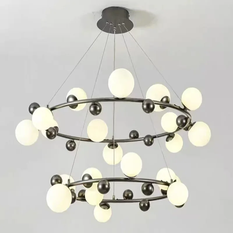 SANDYHA Unique Circular Magic Bean Pendant Lights Modern Chandelier for Restaurant Living Room Bedroom Stylish Lighting Fixture
