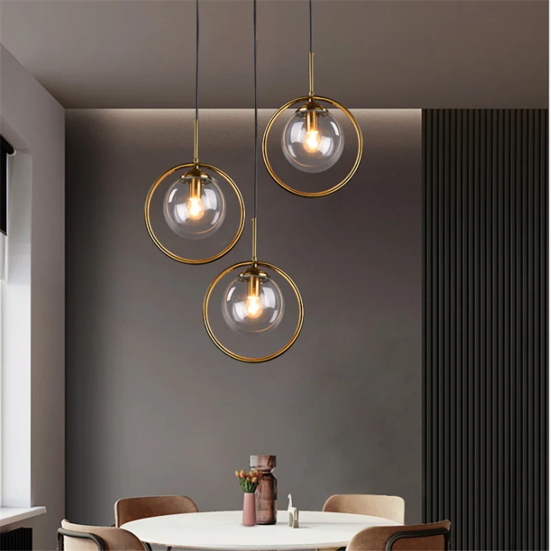 

Modern Gold Hang Lamp Nordic Glass Ball Pendant Lights Home Loft Decor Light Fixtures for Cafe Dining Room Kitchen Bedroom Lamp