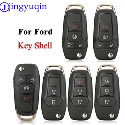 jingyuqin 2/3/4Przyciski Odwróć Składany Zdalny Kluczyk Samochodowy Pokrowiec Fob Do Ford Focus Fusion Mk2 Mk7 Explorer Ranger HU101 Blade