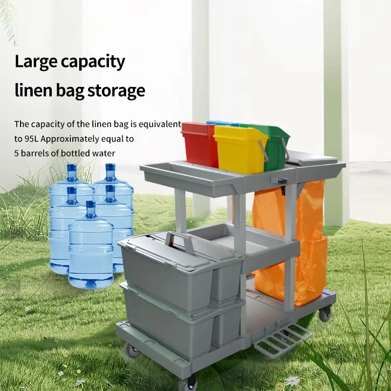 YJ-05 Series Cleaning Cart Hotel Rooms Property Cart Linen Bag Cleaning Tools Multi Functional Hand Pushed Utility Cart