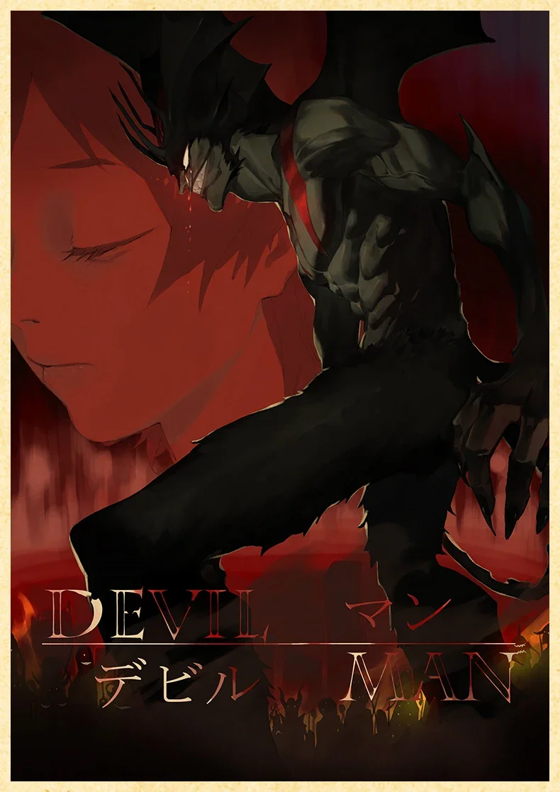 Devilman Crybaby Anime Poster, Kraft Paper Vintage Prints 4K High Quality, Home Interior Decoration Picture Art Wall Stickers