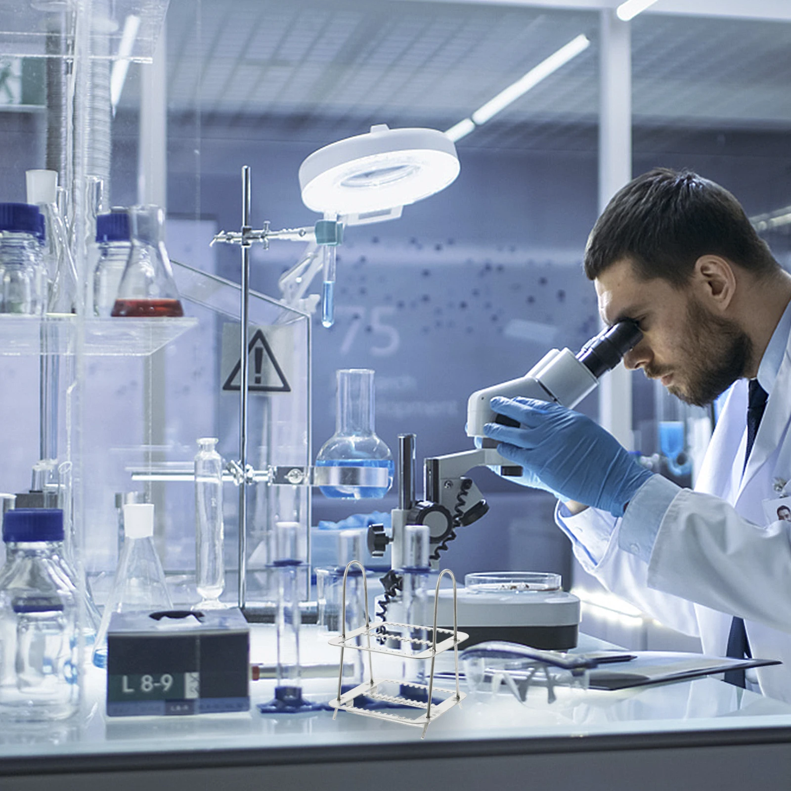 Stainless Steel Microscope Slides Rack Glass Slide Holder For Lab Staining Rack Lightweight Strong Medical