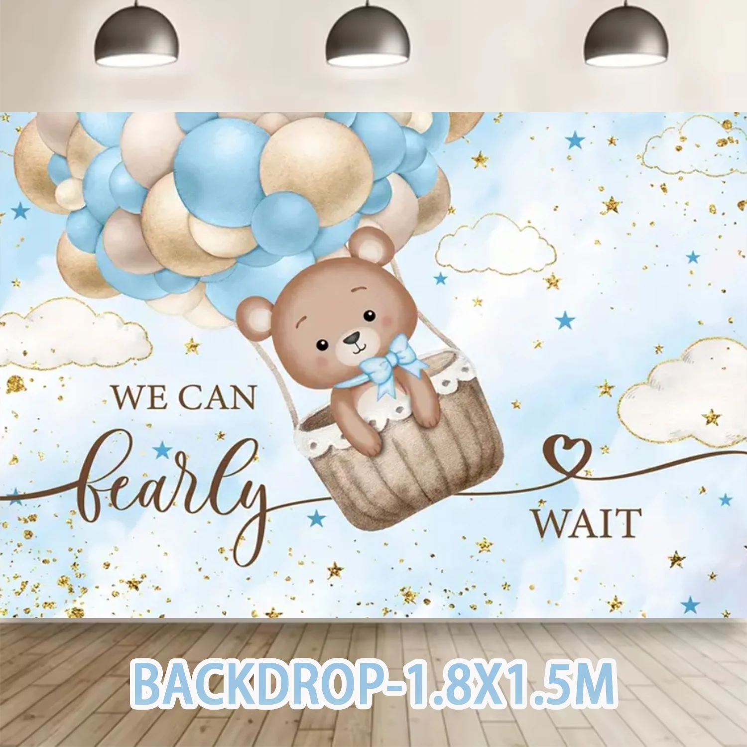 Blue Teddy Bear Baby Shower Tableware "We Can Bearly Wait" Paper Plates Cups Napkin Tablecloth Boys Gender Reveal Party Supplies - view 5