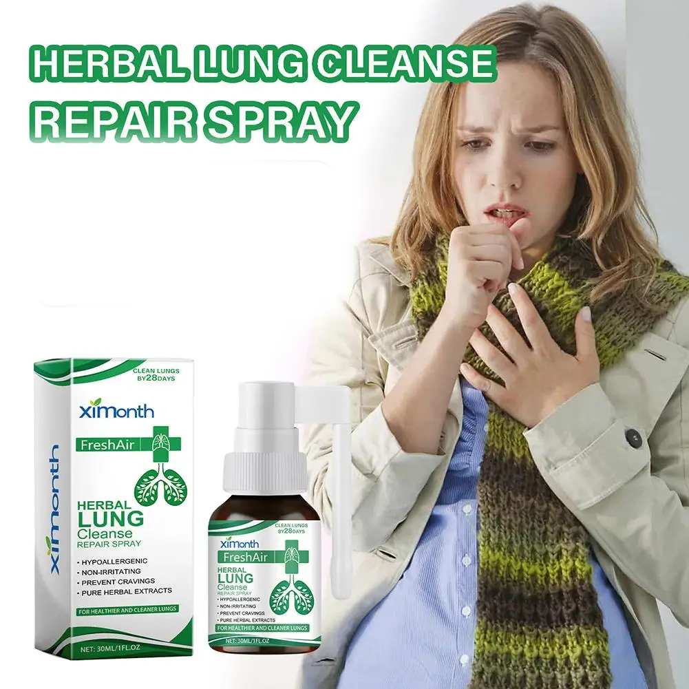 Herbal Lung Cleansing Spray Cough Relief Itchy Throat Treatment Improve Breathing Anti Inflammation Lungs Detoxification Liquid