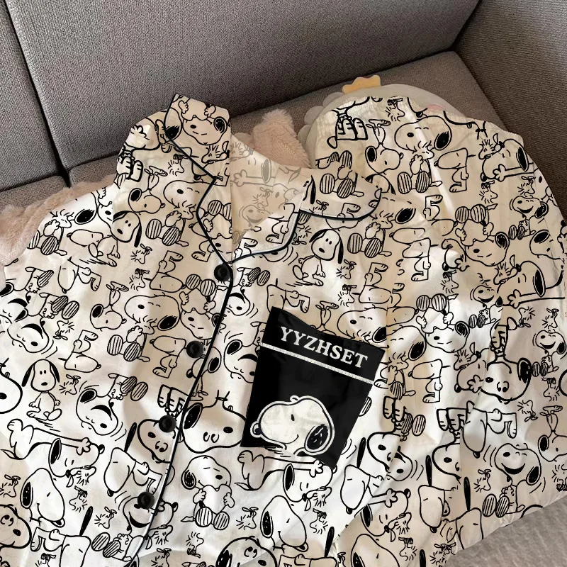 طقم بيجامة سنوبي مكون من قطعتين للرجال والنساء، سراويل طويلة بأكمام طويلة، ملابس نوم مريحة ودافئة وناعمة، للمنزل وملابس النوم