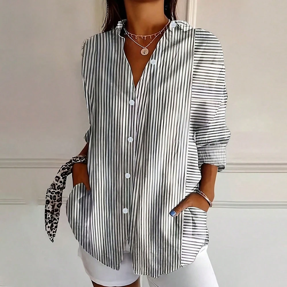 Plus Size Crushed Printed Button Casual Shirt Single Row Button Elegant 2025 New Spring and Autumn Best Choice