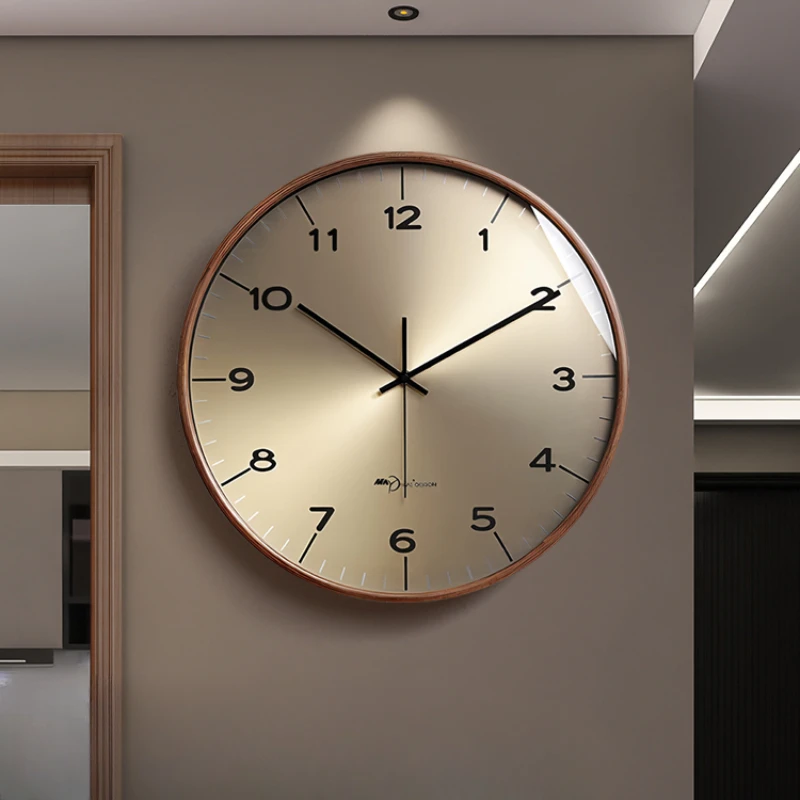 

New modern simple solid wood wall clock living room household wall decoration clock