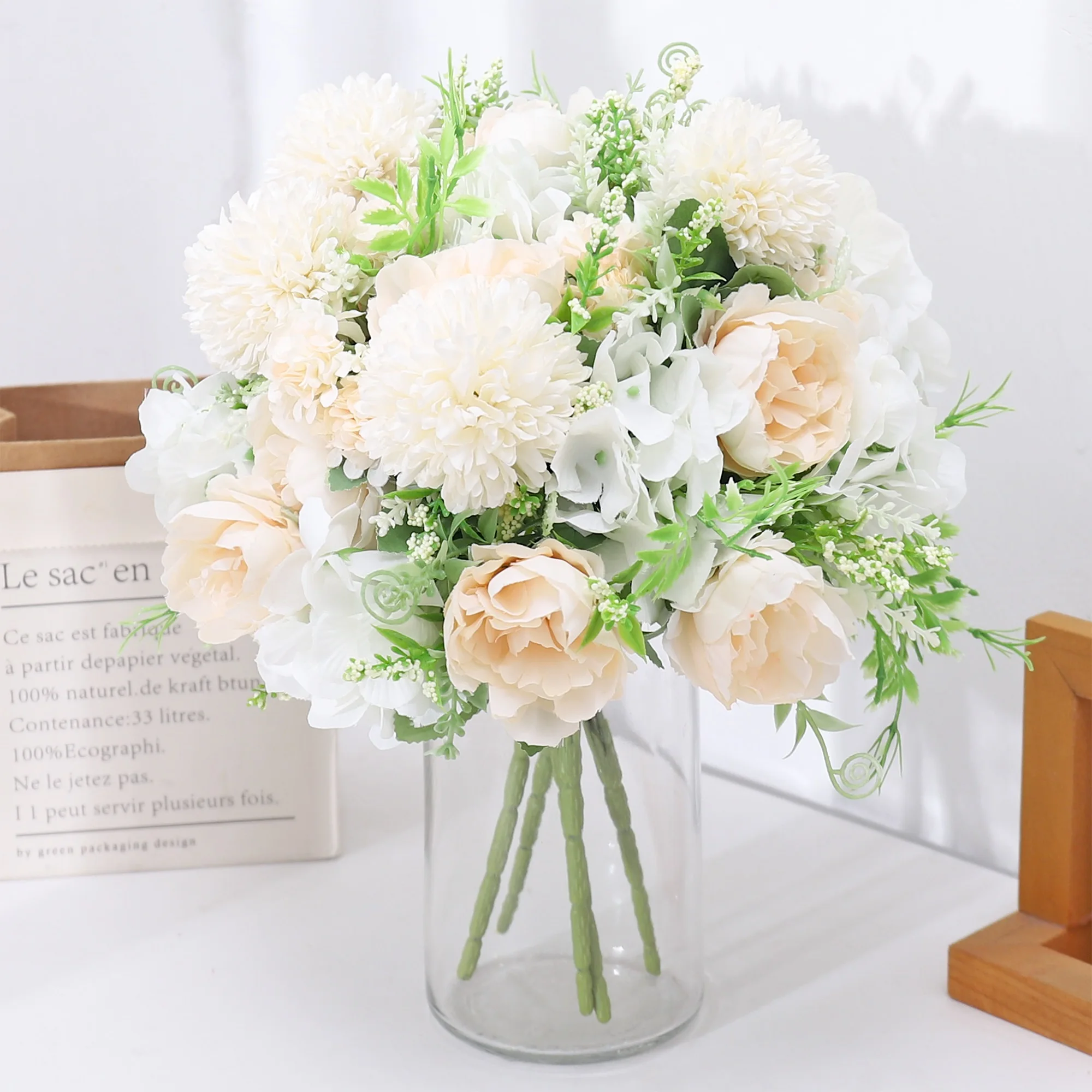 Seide Pfingstrose Künstliche Blumen Hochwertige Hochzeit Zuhause Weihnachtskranz Brautstrauß Tischvase Foto Requisiten DIY Dekoration – Detail 5