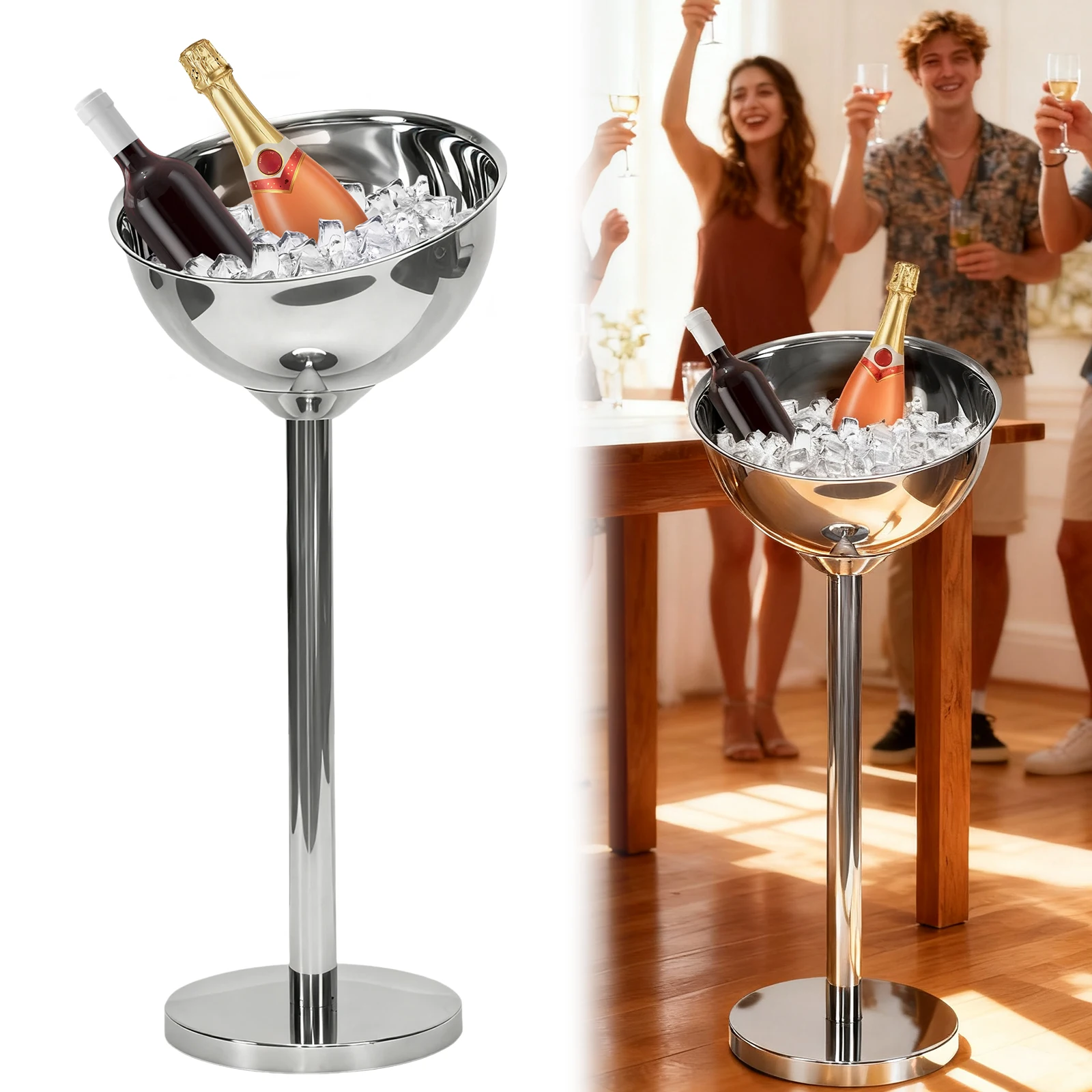 

Роскошное ведро для льда из нержавеющей стали, ведро-холодильник для вина, напольная подставка, держатель для бутылки вина, ведро для шампанского, вина для KTV Home