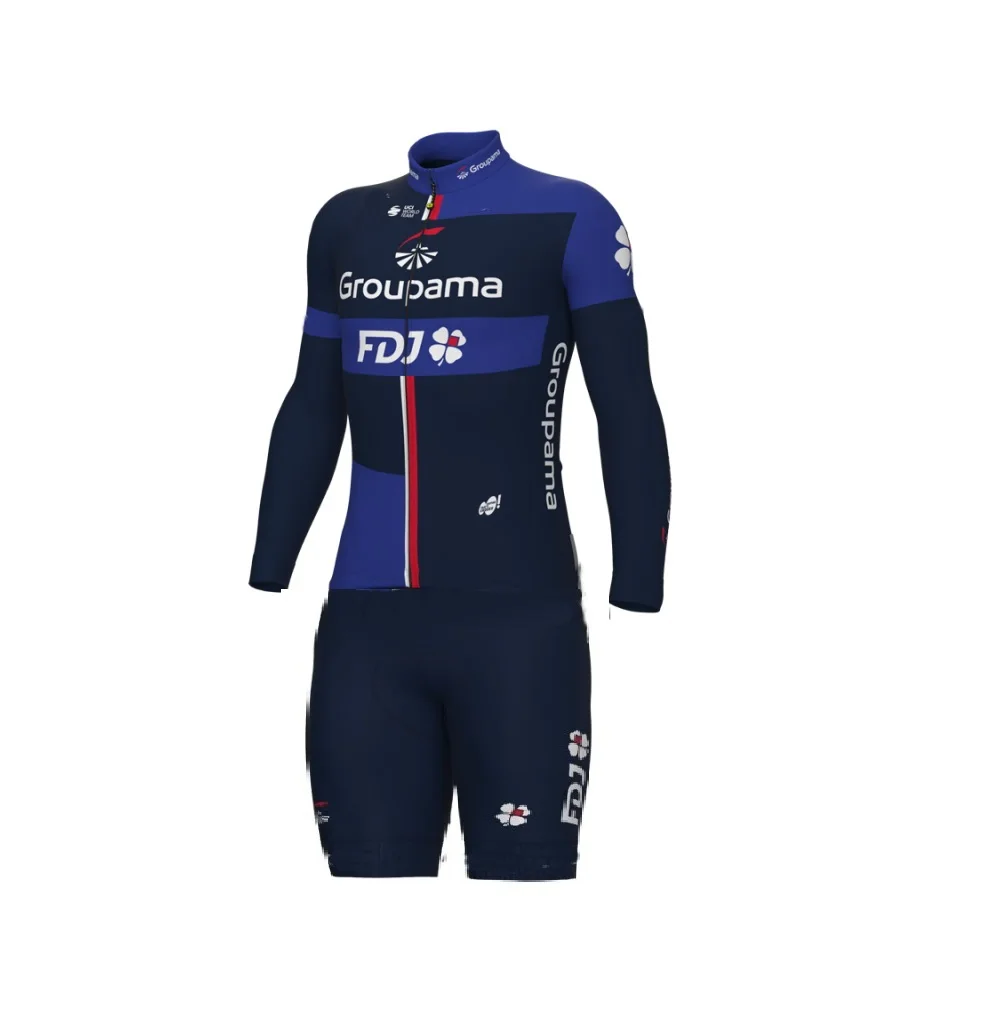 

LASER CUT Skinsuit 2023 GROUPAMA FDJ TEAM Blue Bodysuit LONG SLEEVE Cycling Jersey Bike Bicycle Clothing Maillot Ropa Ciclismo