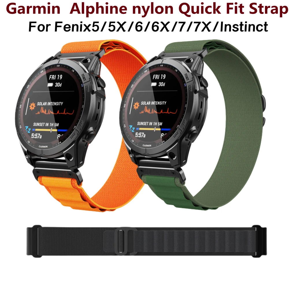 

Нейлоновый альпийский ремешок для Garmin Fenix 7X 6x6S Pro 6 7 Easyfit, браслет Fenix 5 5X 5S Plus, браслет для умных часов, ремни