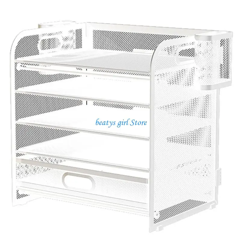 C7AB Multifunction File Letter Tray Organizers with Sliding Drawer and 2 Pen Holder, Space Saving Office Desk Organizers