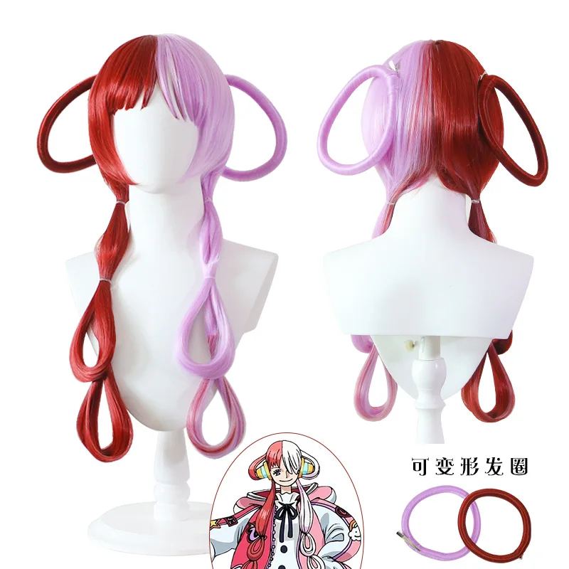 

Synthetic Long Cosplay Wig for Kids Red Uta Inspired Costume Hairpiece Heat Resistant Party Halloween Hair Synthetic Fiber