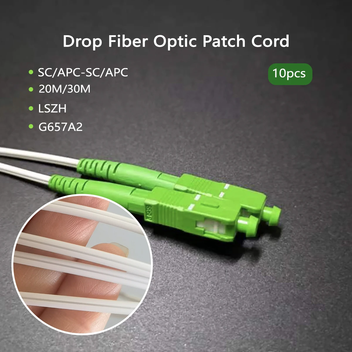 10 قطعة LSZH الألياف إسقاط كابل 20 متر/30 متر SC/APC إلى SC/APC G657A2 داخلي FTTH قطرة سلك التصحيح الحبل عرض خاص جودة عالية