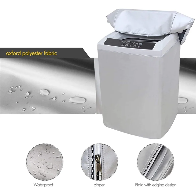 A60I تحميل علوي غطاء مجفف الغسالة حامي للغسالة الغبار مقاوم للماء الأشعة فوق البنفسجية حماية غسالة حامي فضي M #1