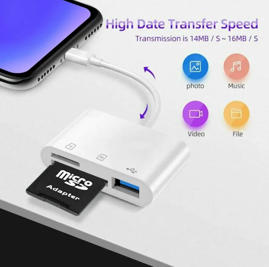 USB C 3 in 1 Hub Converter Type-C Adapter SD Card Reader For MacBook Pro Laptop