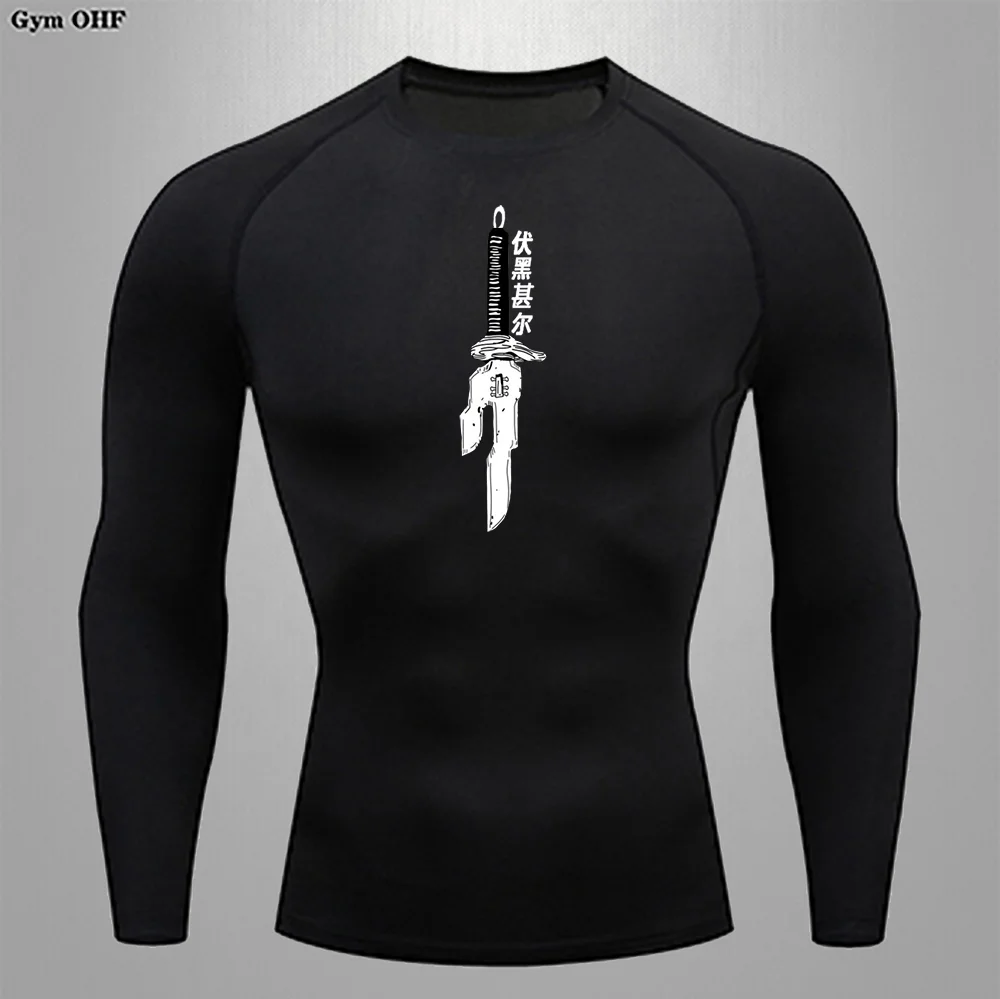 Amine Cartoon T Shirt Clothes Of Men 2024 New Style Sportswear Compression Tight Fitting Leisure Outdoor Sweatshirt Quick-drying