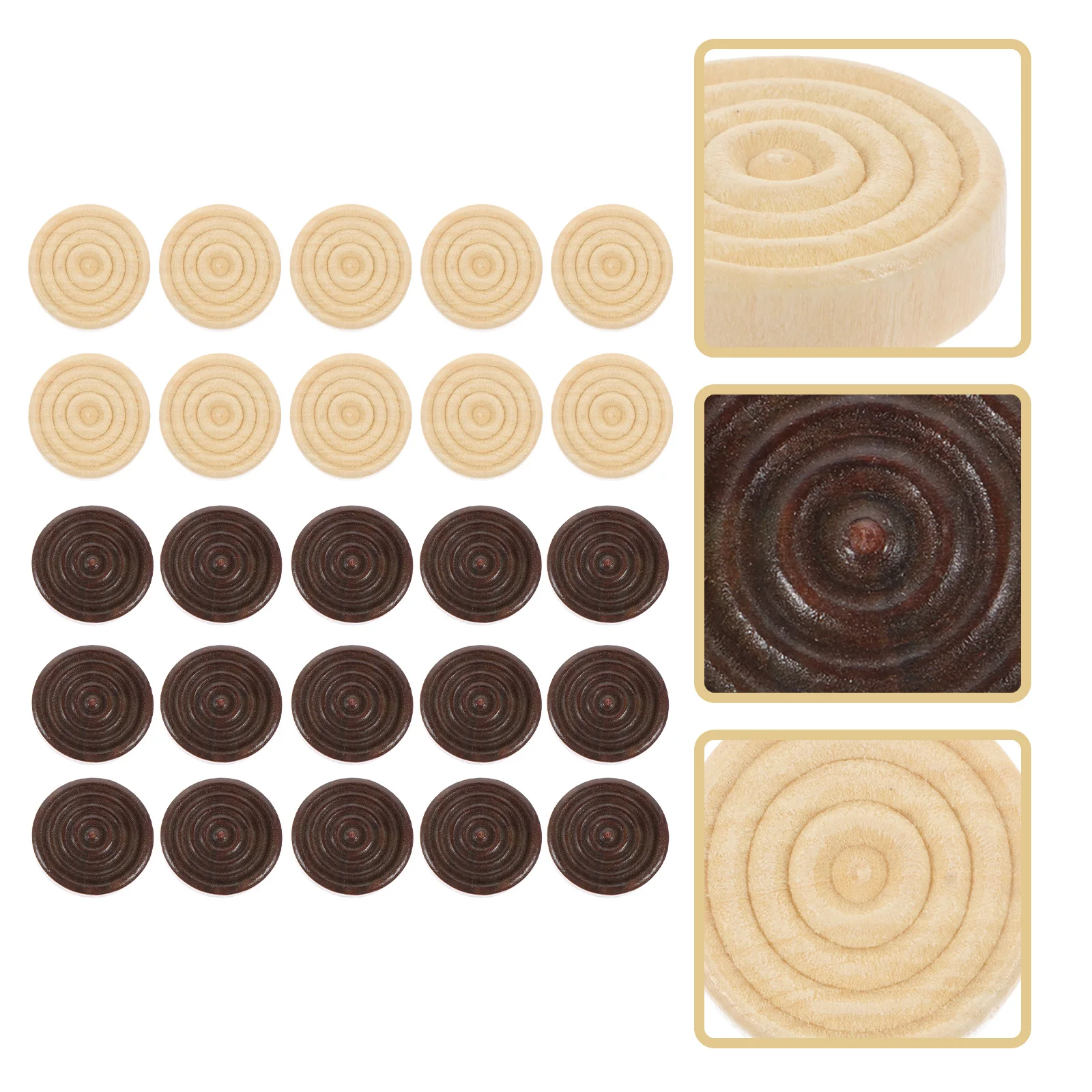 

48 Pcs Wood Chess Pieces Kids Gift Replacement Game Accessories Round Wooden Checkers Practical Use