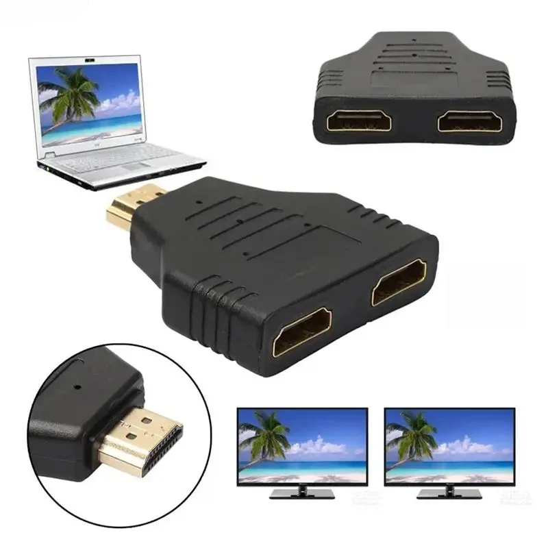 Mini HD-Compatible Male to Female 1 In 2 Out 1080P Splitter Converter Head Adapter for HDTV Tablet PC Notebook Connector Port
