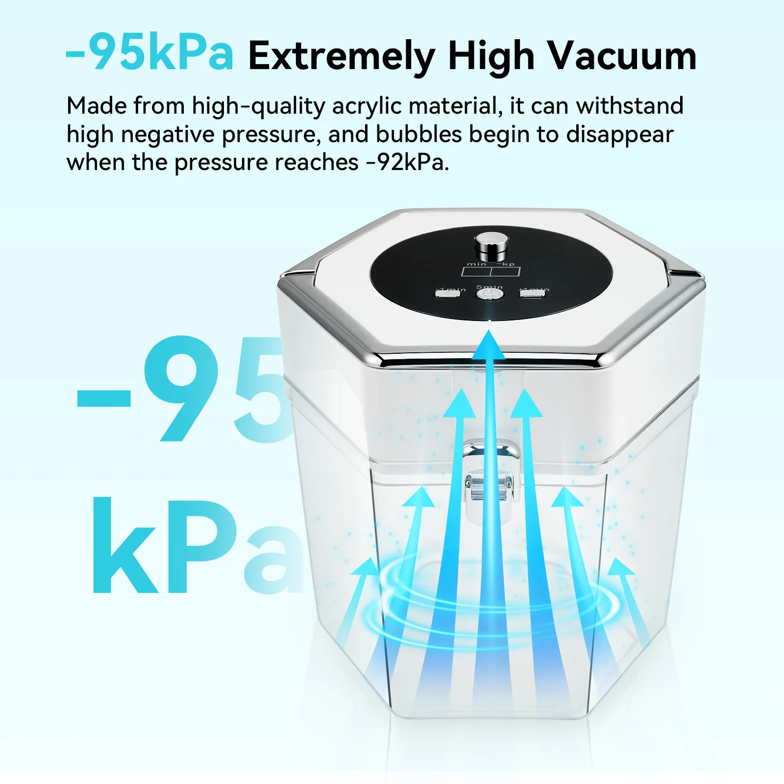 Resin Bubble Remover Pro, 3-5 Minutes Efficient 99% Bubble Removal Vacuum Degassing Chamber Digital Display