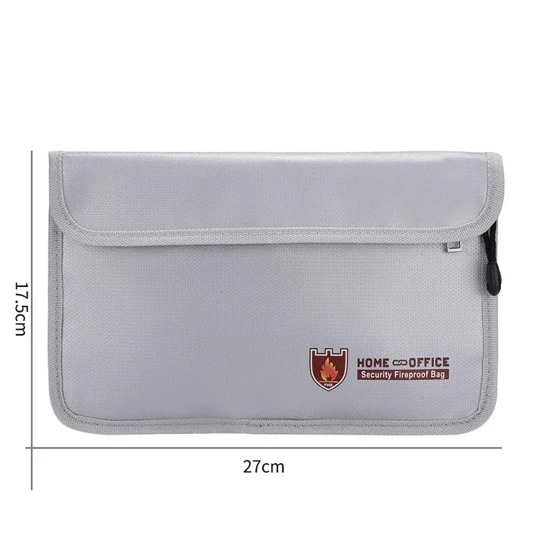 Fireproof Document Bag Waterproof File Organiser File Storage Case with Zipper Hook Loop Silicone Coated Glass Fiber Phone Bag