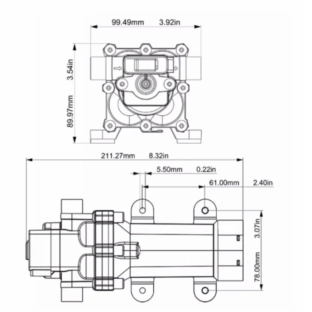 12V 100W Diaphragm Pump 3.0 GPM 65 PSI with Filter and Auto Start Stop Switch for RV Boat Garden Irrigation Tasks