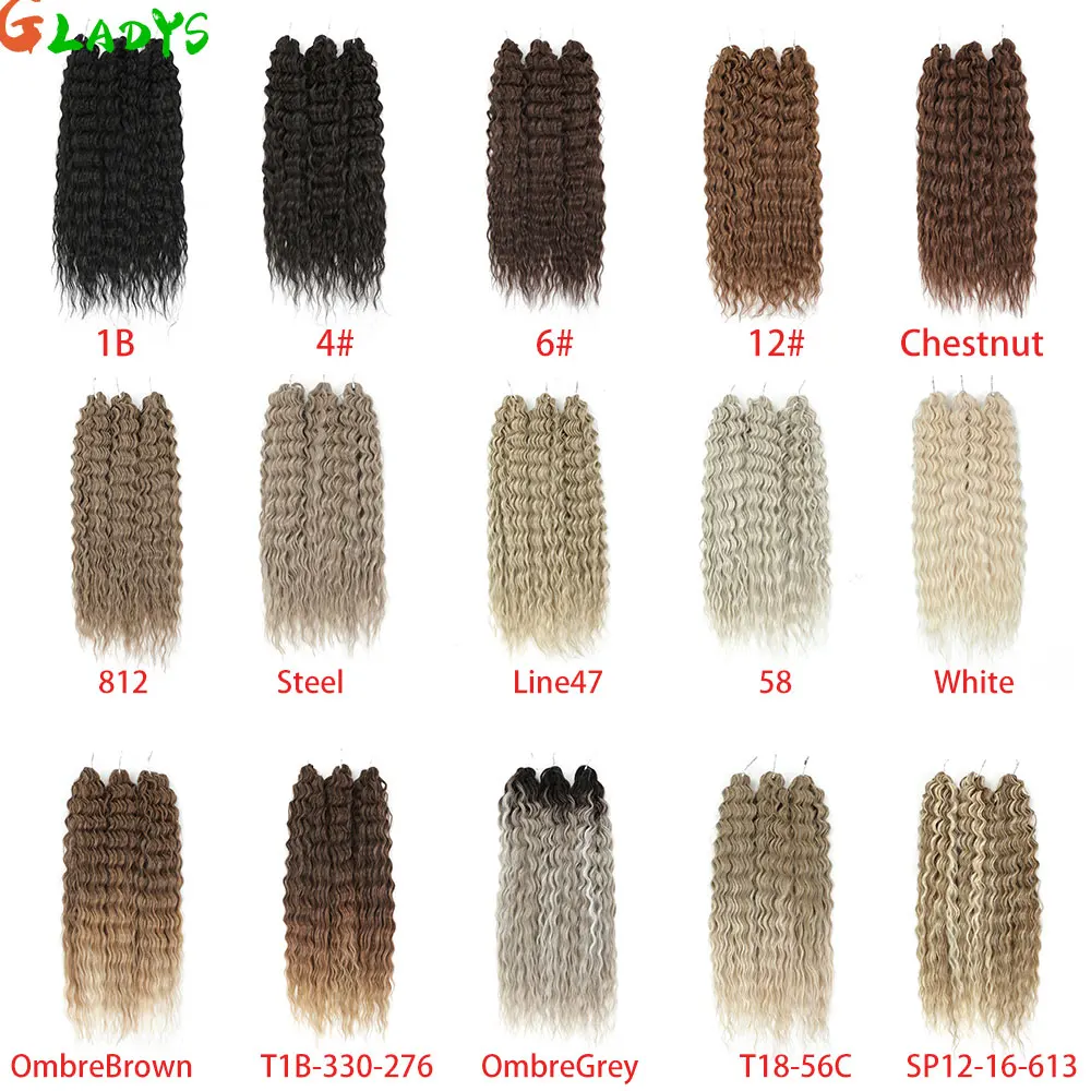 

22inch Ariel Water wave Crochet Hair 3Pcs 300Grams Deep wave Curly Crochet Braids White Orange Highlight Curly Bundles