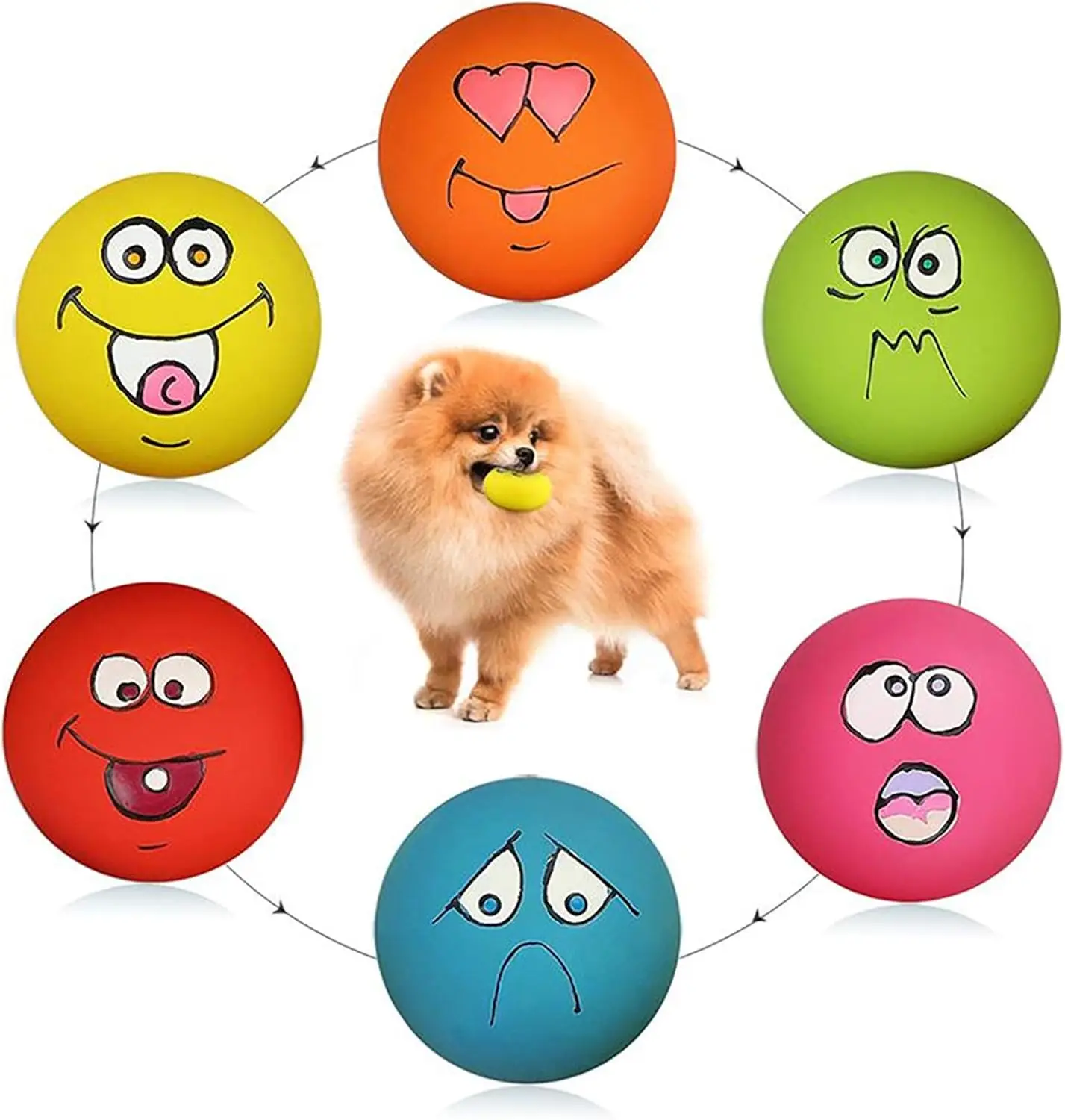

6-Piece Dog Squeaky Toy Set, Soft Latex Balls for Small Puppies, Fun Chew Toys with Loud Squeak