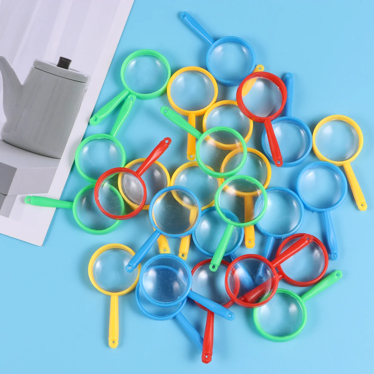 Loupe à main en plastique coloré pour enfants, 48 pièces, lecture de bijoux, Inspection, cadeaux de fête, Instruments, outils