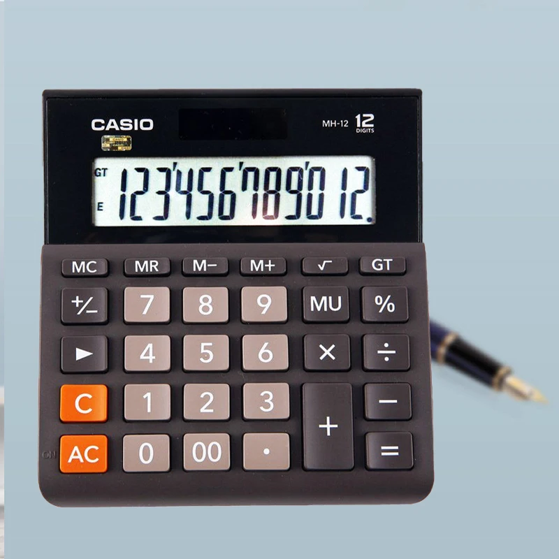CASIO MH-12 Wide-Screen Calculator - 12-Digit, Dual Power Supply, Large Size, Business & Office Use, Stylish Design
