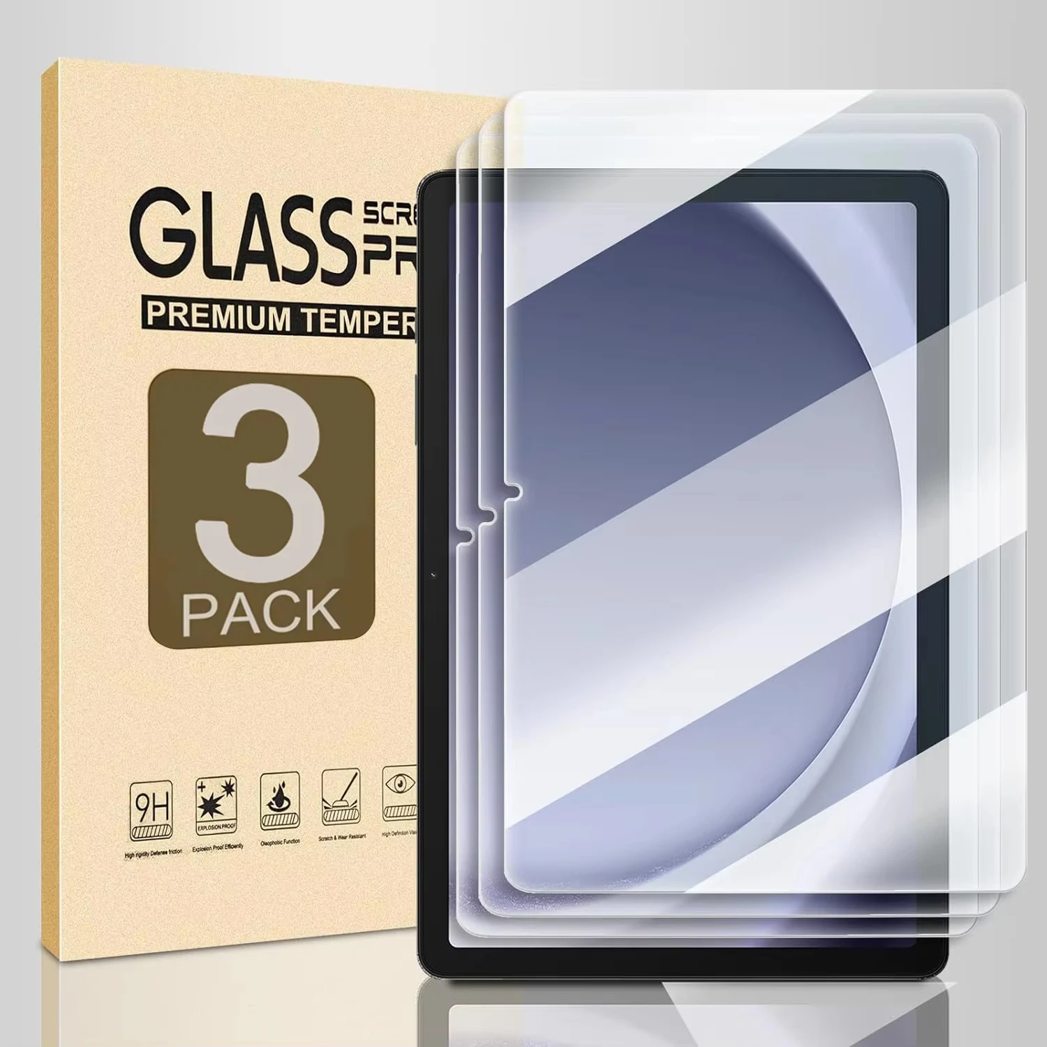3Pcs Tempered Glass for Samsung Tab A9 Plus A8 X200 S9 FE S8 S7 S6 Lite P610 11