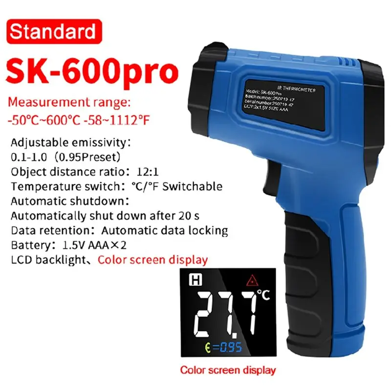 AB66-SK600 PRO Digital Infrared Thermometers Non-Contact Pyrometer Handheld High-Precision Electronic Temperature Gauge