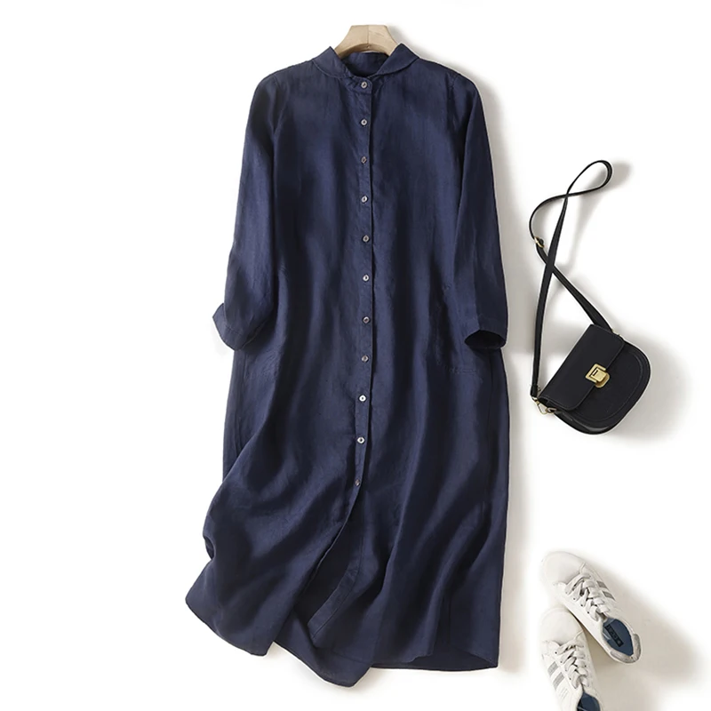 Oversized Women Clothing 2024 New Spring Summer Single-breasted Shirt Dresses Casual Loose Long Blouses Tops Vintage Streetwear