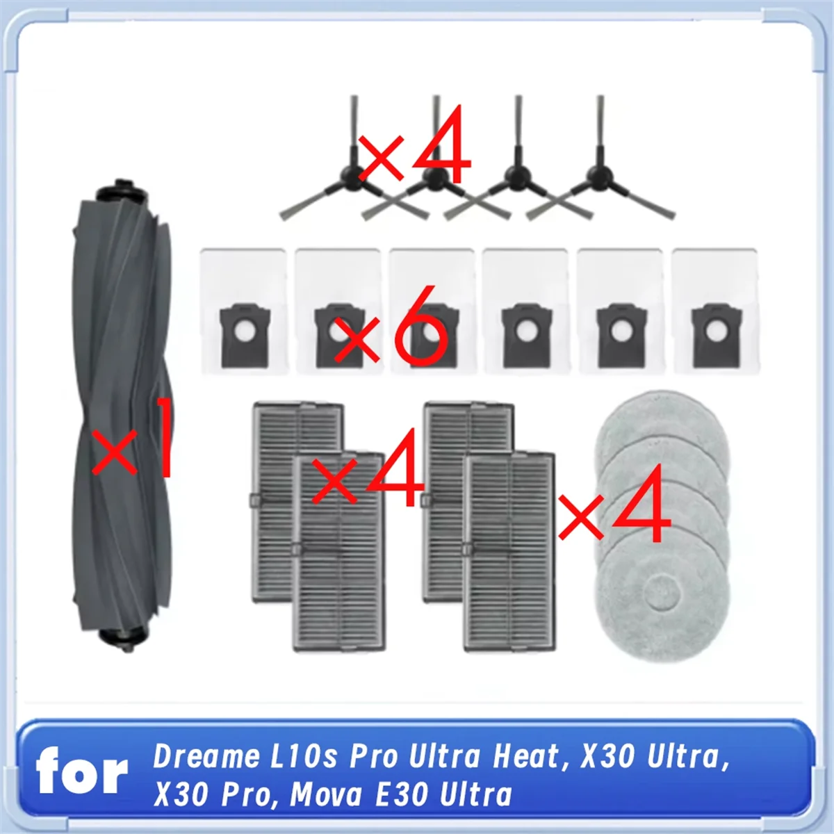 Dreame L10s Pro Ultra Heat/X30 Ultra/X30 Pro/Mova E30 울트라 로봇 진공 청소기 스위퍼 액세서리 M14K 용 19 Pcs