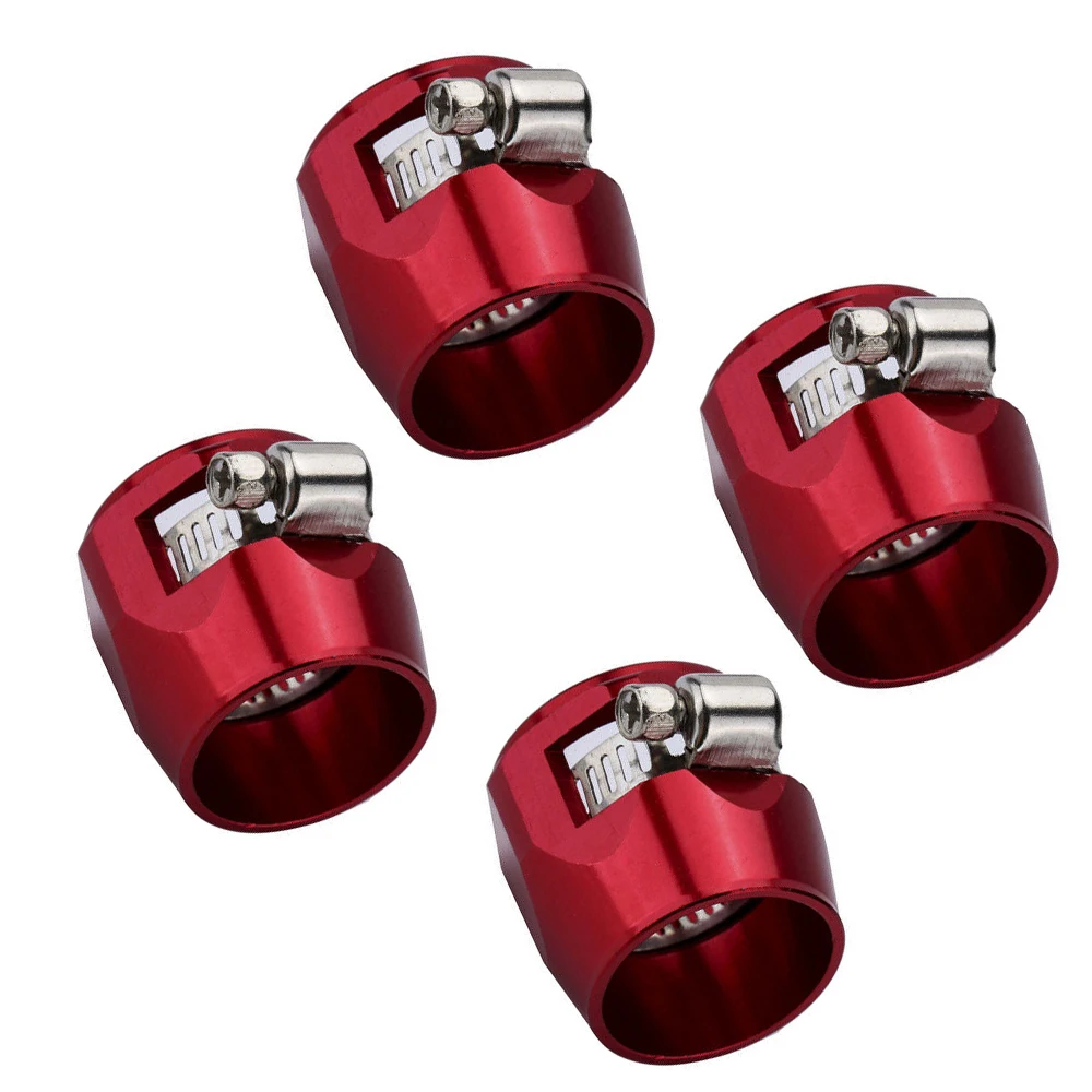 

4x AN6 Red Aluminum for Car Engine Fuel Hose Clip Folder Accessories Universal