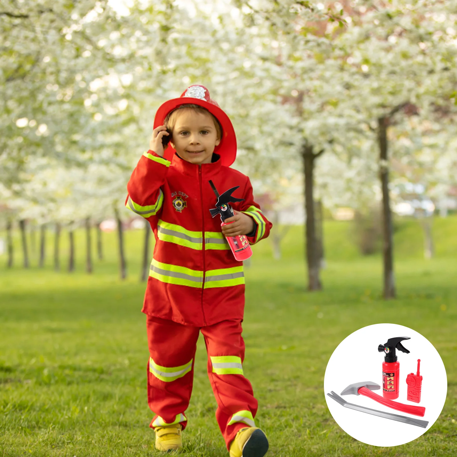 Cosplay Simulated Fire Extinguisher Child Apparel Plastic Kids Fireman Costume Gift