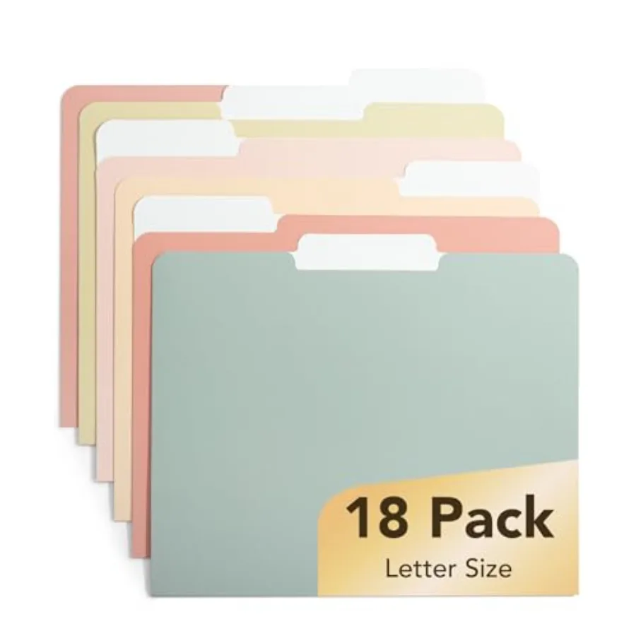 

File Folders, 18 Pack,,1/3-Cut Tab, File Folders Letter Size, Colored File Folders, Office File Folder