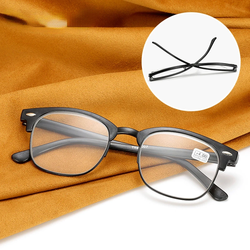 Gafas de lectura TR90, gafas de lectura ultraligeras antifatiga, montura de gafas portátiles para hombres, grados Retro + 1,0 a + 4,0