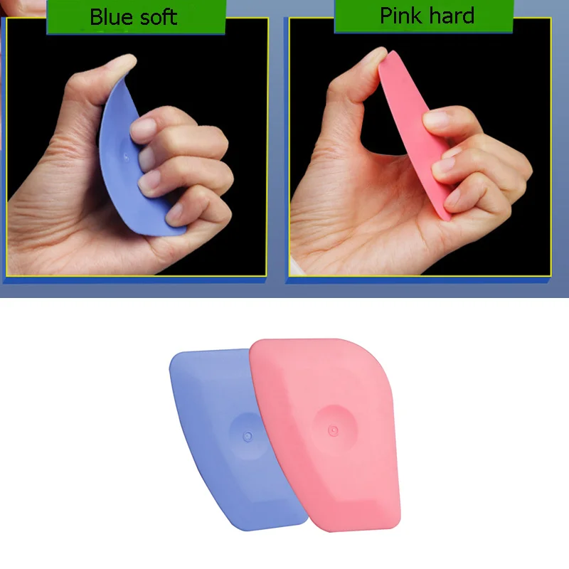 2 pezzi strumento per raschiare etichette in vinile Soft Blue Squeegee Pink Hard Corner Trimming raschietto adesivi per auto strumento per la