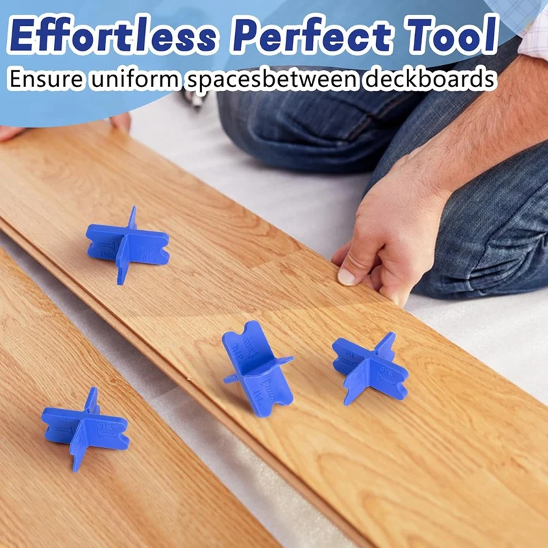 AC88 Deck Spacer Tool 4 Thicknesses 1/16 1/8 3/16 1/4 Inch Blue ABS Deck Board Spacers 4 Pcs for Composite Wood