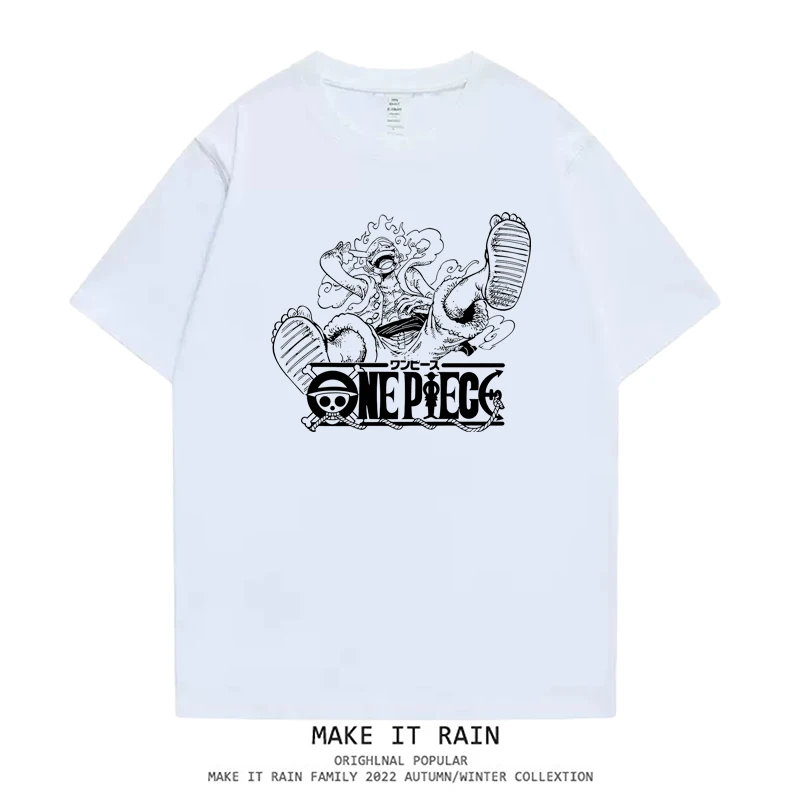 

American Retro Cotton Short-sleeved T-shirt ONE PIECE Printing Loose Summer New Men's and Women's Streetwear