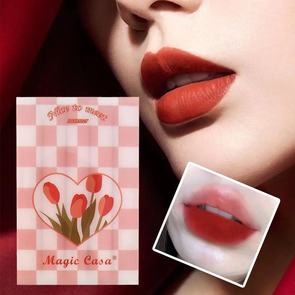 2g X5pc Tulips Lip Glaze Matte Liquid Lipsticks Lasting Moisturizing Nonstick Cup Lip Gloss Lips Makeup Waterproof for wome L1Q8