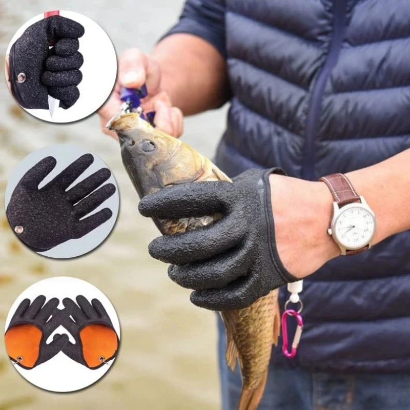 

Fisherman Professional Waterproof Catch Fish Gloves Cut&Puncture Resistant with Hooks Hunting Anti-slip Glove