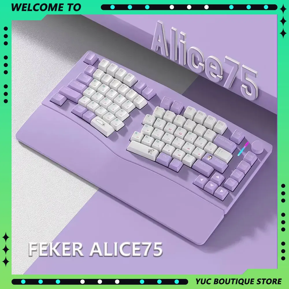 Feker Alice75 Ergonomics Gaming Mechanical Keyboards Bluetooth Wireless Hot Swap Aluminum Customized Pc Gaming Accessories Gifts