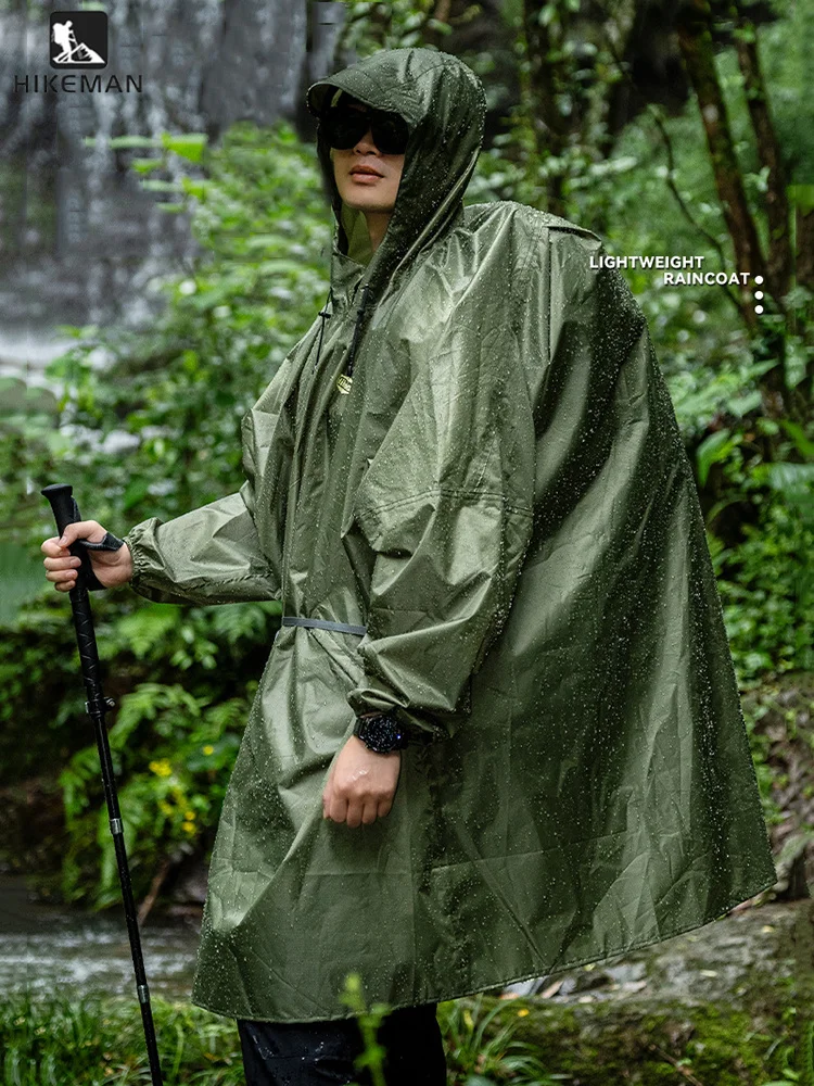 Ultralight Zipper Raincoat 210T Polyester Waterproof Rain Cover Outdoor Hiking Travel Rain Poncho Jacket for Camping Backpacking