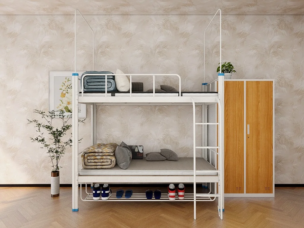 Metal Bedroom Furniture Modern Design Steel Bunk Bed Frame for Adult/Children/Student/Staff/Labor Dormitory  Customizable/ Stock