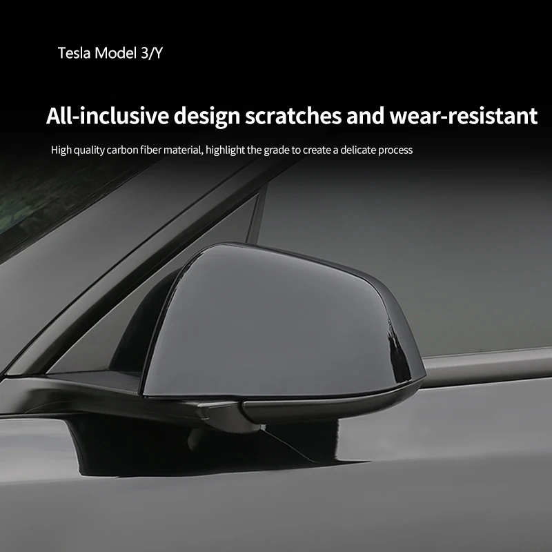 

Для Tesla Model Y 2021-2024 Ярко-черный чехол для зеркала заднего вида, корпуса бокового зеркала, добавьте на рамке, сменный чехол, протектор